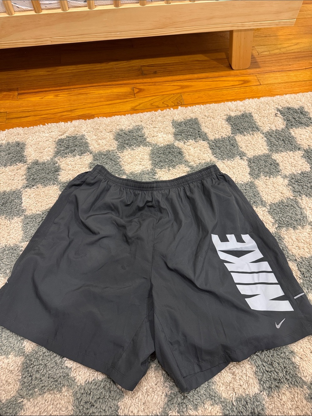 Nike Black Dri-FIT swim Shorts with White Logo Print